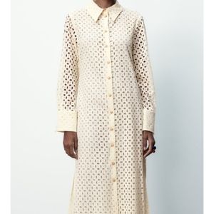 Zara Shirt Dress Maxi L/XL Cream/Off White